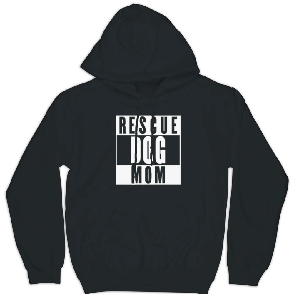 Women’s Rescue Dog Mom Hoodie Sweater Hoody Dog Lovers Gift New Puppy Present